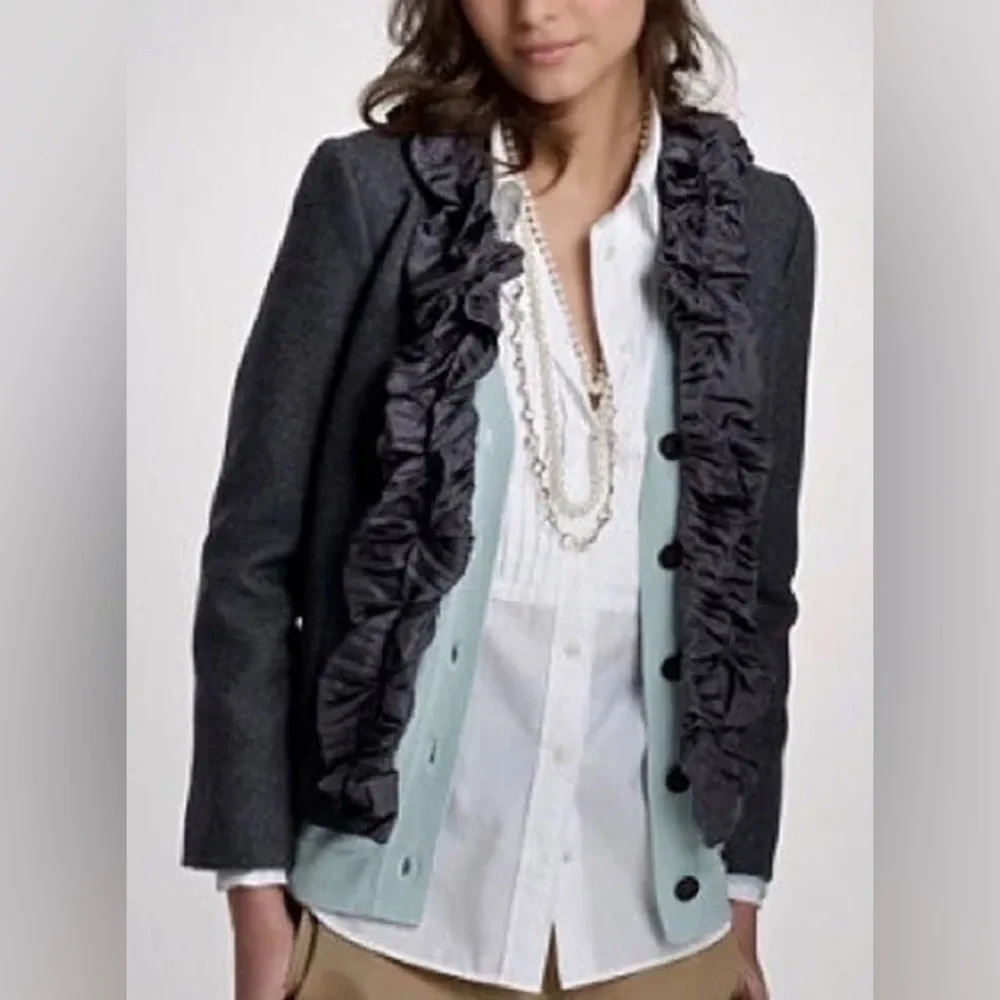 J. Crew Wool Blazer with Silk Ruffle
Trim